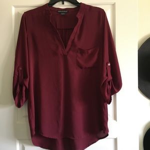 Half-Sleeve Burgundy Blouse